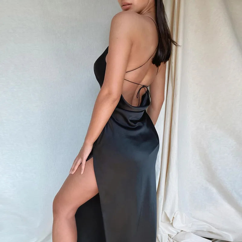 Draped Halter Evening Bodycon Dress