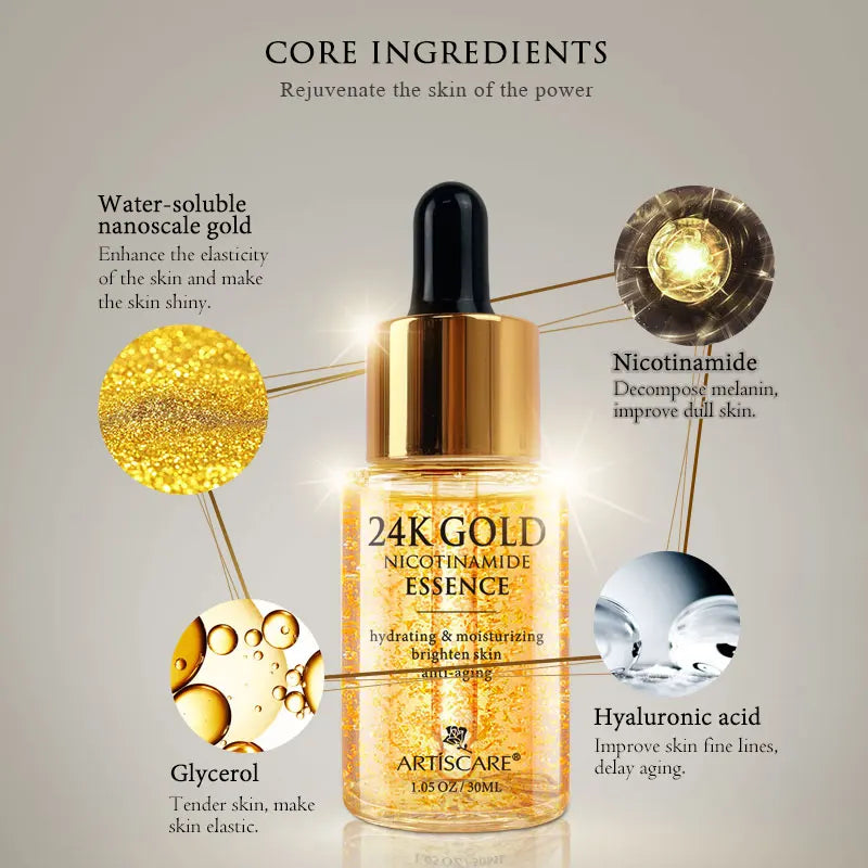 SET Eye Cream Face Essence Skincare ARTISCARE 24K Gold Serum