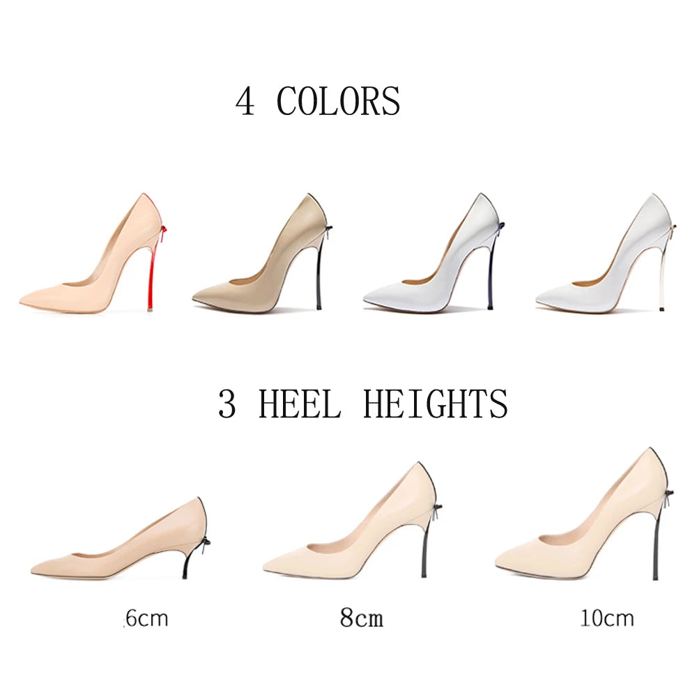 Pumps Pointed Toe shoes Blade Heels Lady Dress Shoes Bowtie Back Sexy Matte Leather High Heels