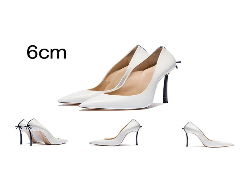 Pumps Pointed Toe shoes Blade Heels Lady Dress Shoes Bowtie Back Sexy Matte Leather High Heels