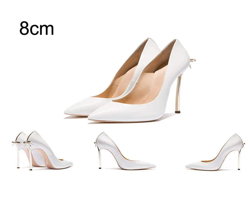 Pumps Pointed Toe shoes Blade Heels Lady Dress Shoes Bowtie Back Sexy Matte Leather High Heels