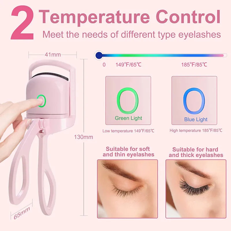 Get Perfect Curls Anytime: USB Rechargeable Heated Eyelash Curler with Dual Temperature Levels!