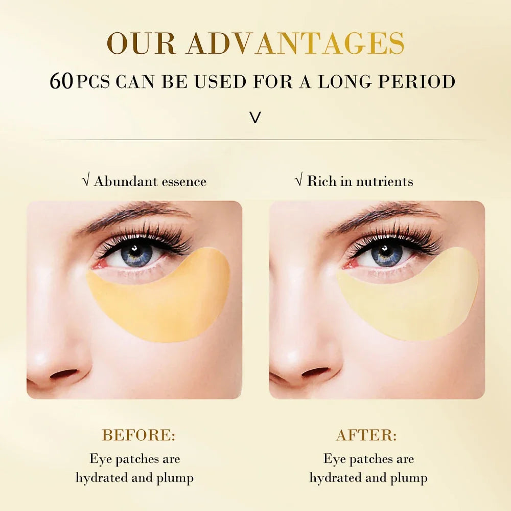 24K Gold Eye Patches: Brighten & Hydrate