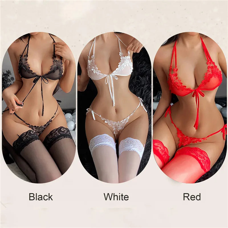 Panties Beautiful Bra And Thong Set Transparent Lace 2 Pieces